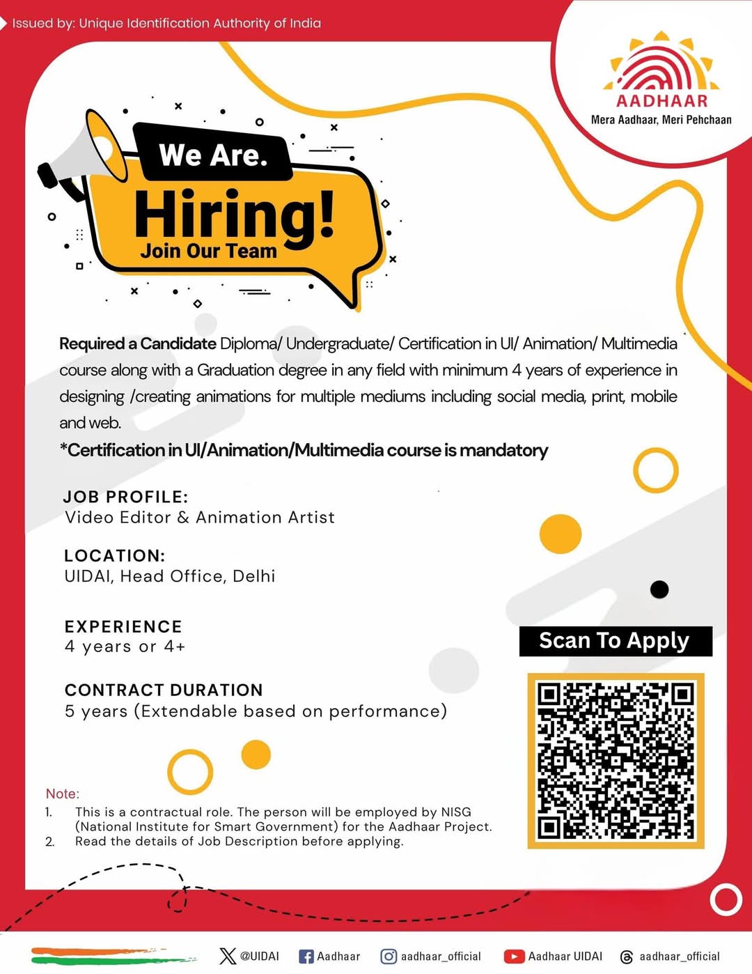 UIDAI Recruitment 2025